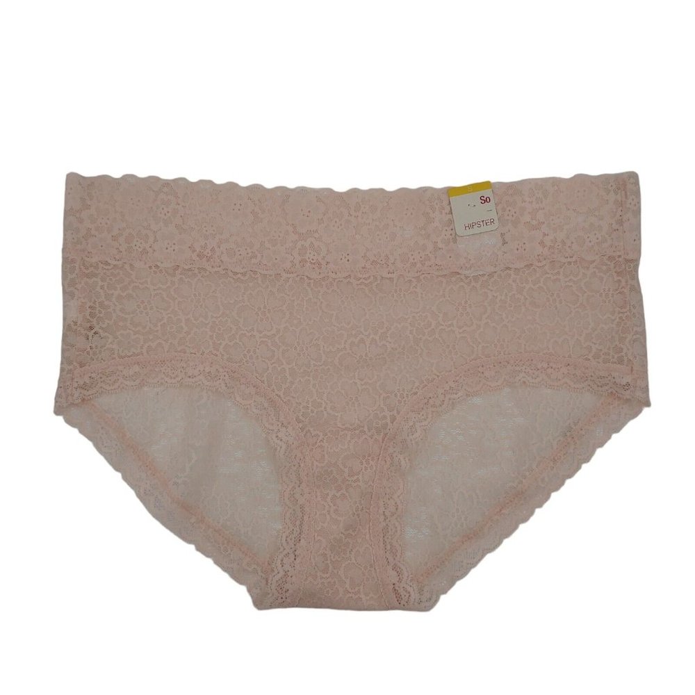 SO Intimates Hipster Brief Panty Women Junior's Size Small Pink Full Lace